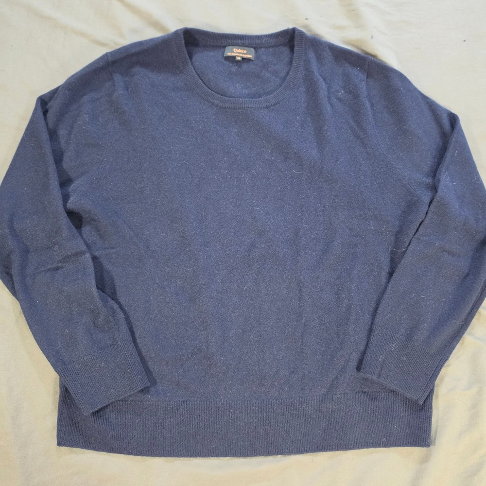 Quince Navy Blue 100% Mongolian Cashmere Crewneck Sweater Mens XL SHWDC01
